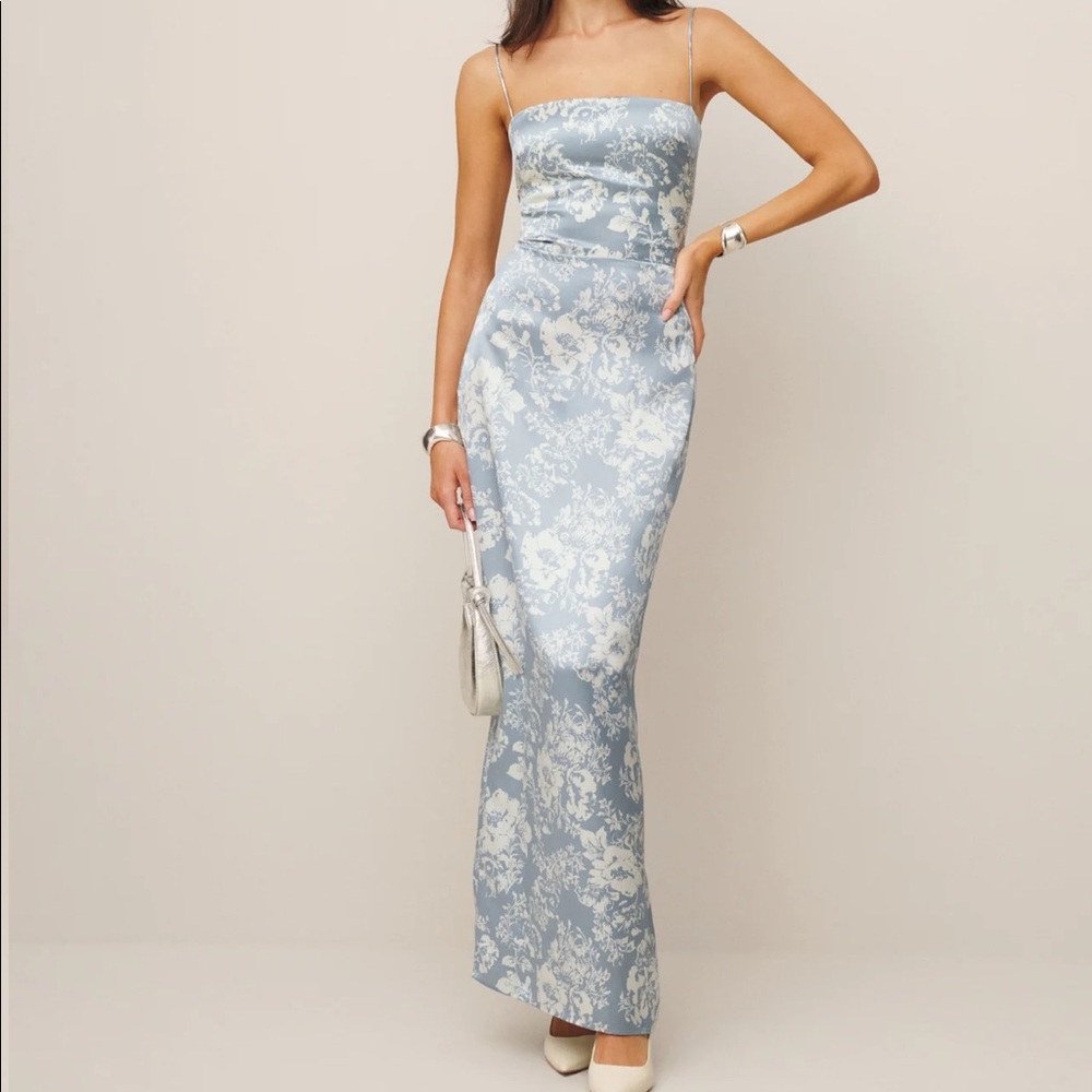Reformation Pale Blue Floral Maxi Dress
